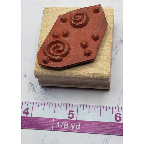 Stampin Up Curly Cue Design With Dots 2001 Wood Mounted Rubber Stamp - Picture 6 of 7